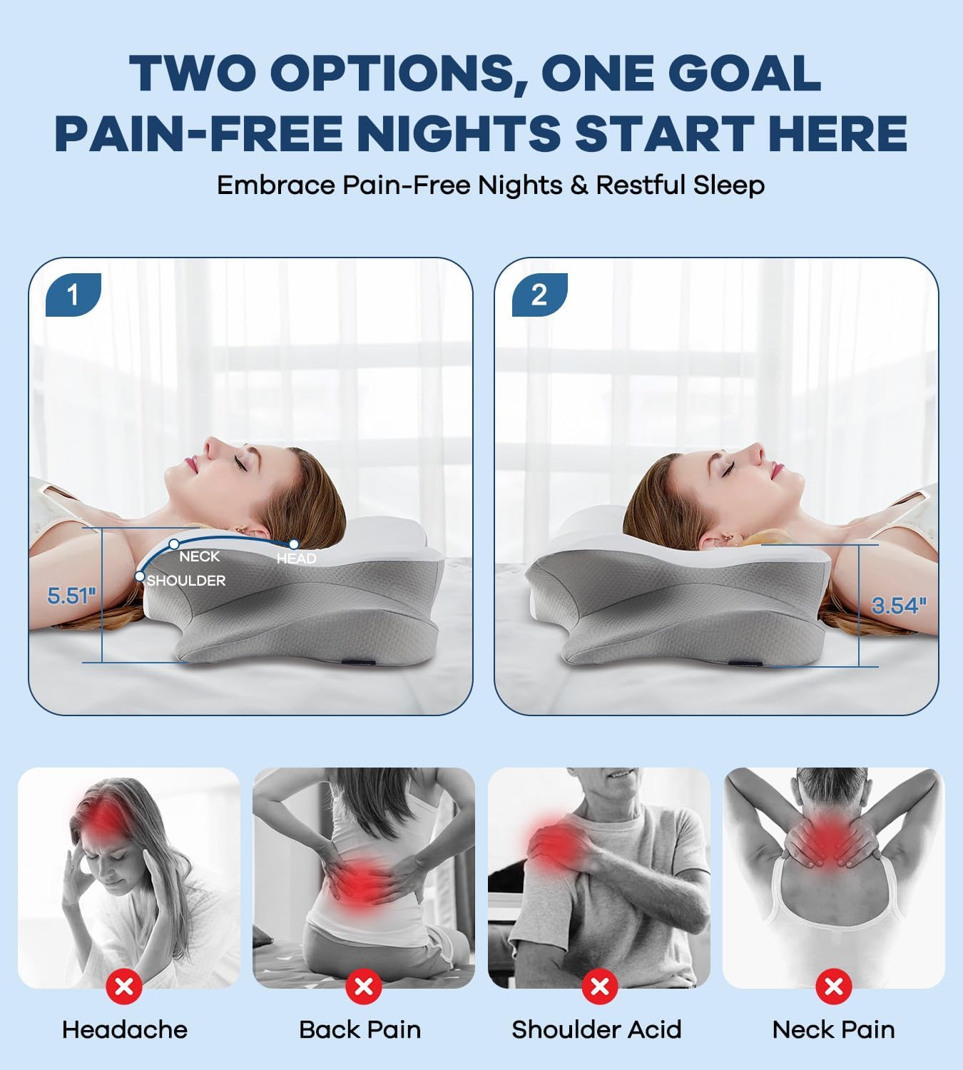 DONAMA - Almohada cervical para aliviar el dolor de cuello y hombro...