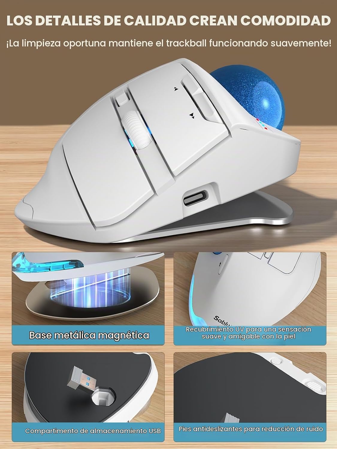 Ratón de Trackball inalámbrico, ángulo ajustable recargable | Ratón...