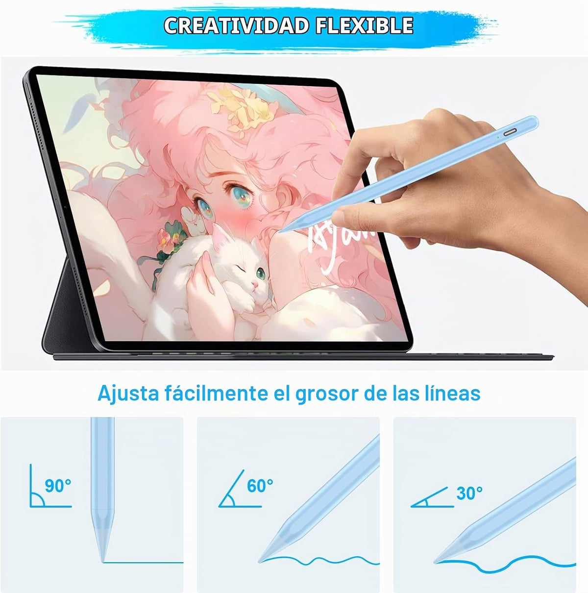 Lápiz capacitivo para iPad A16\/10ª\/9ª Generación, Carga rápida de...