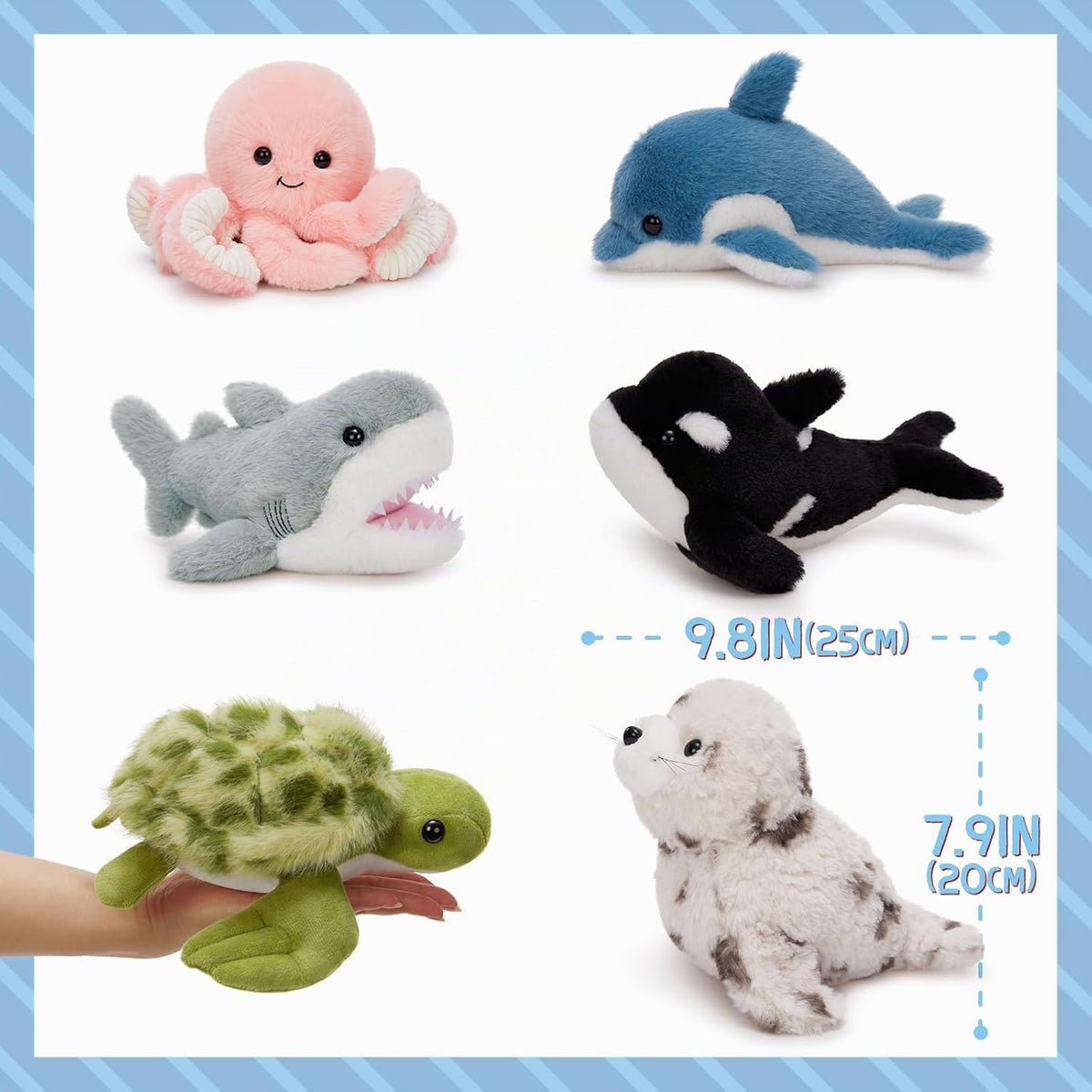 MaoGoLan 6 juguetes de peluche de animales marinos, animales de pel...