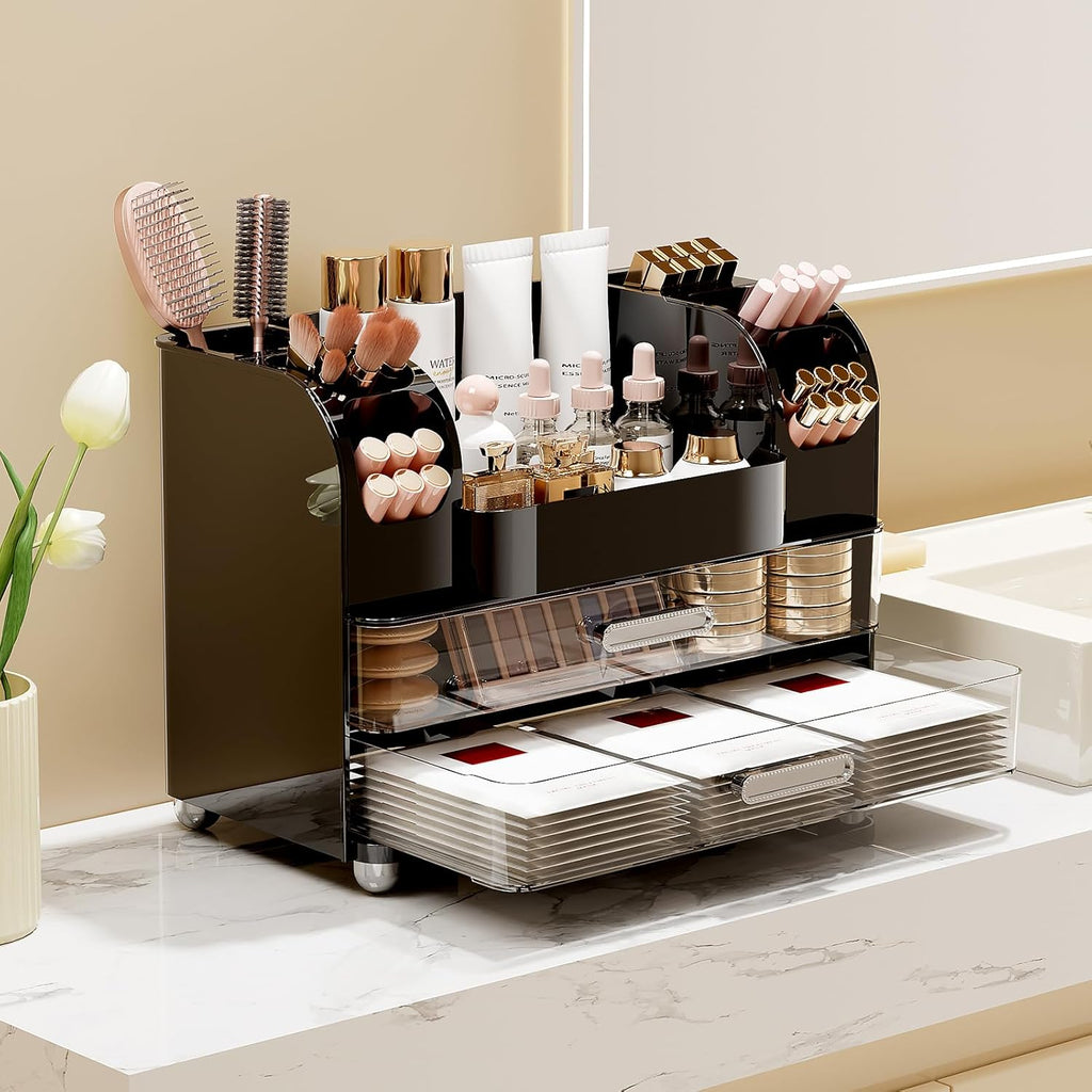 UFORU Organizador de maquillaje para encimera con 2 cajones grandes...