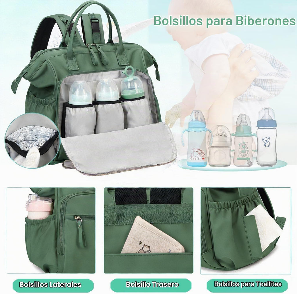 LORADI Bolsa de pañales convertible, parte superior abierta de 14 b...