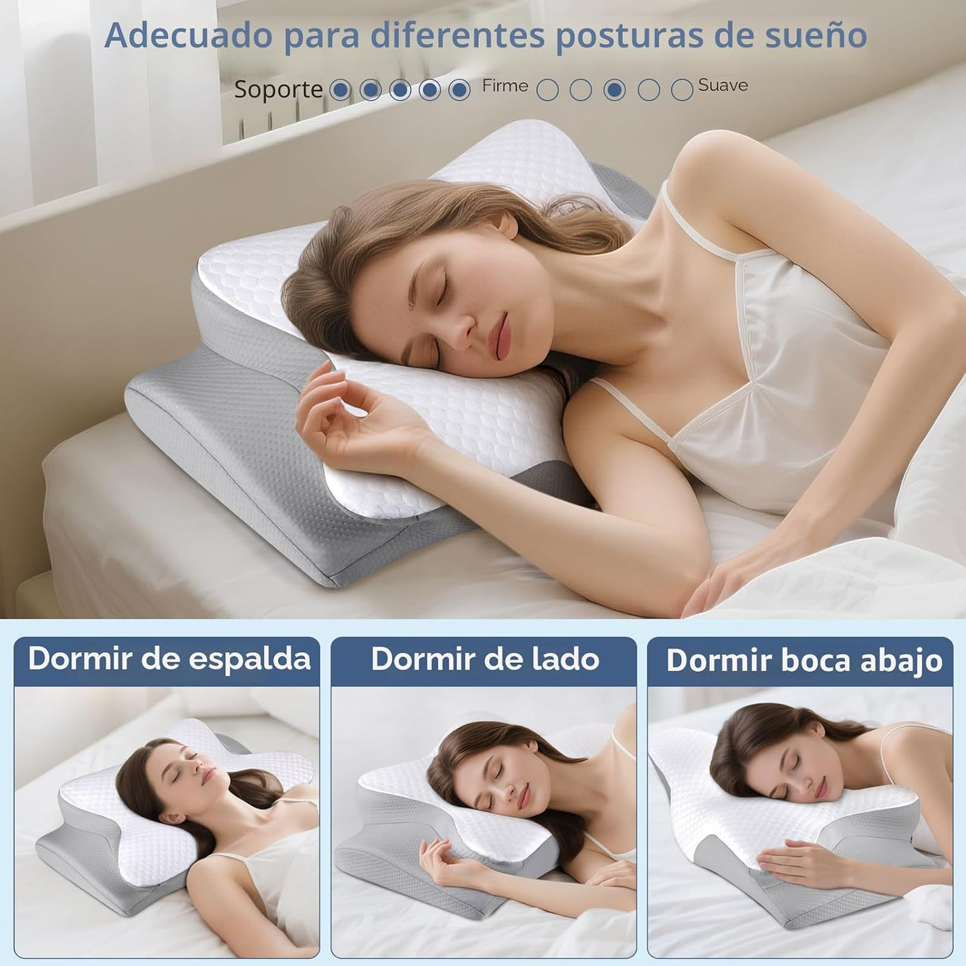 Almohada cervical para dormir - Almohada ergonómica para dormir de...