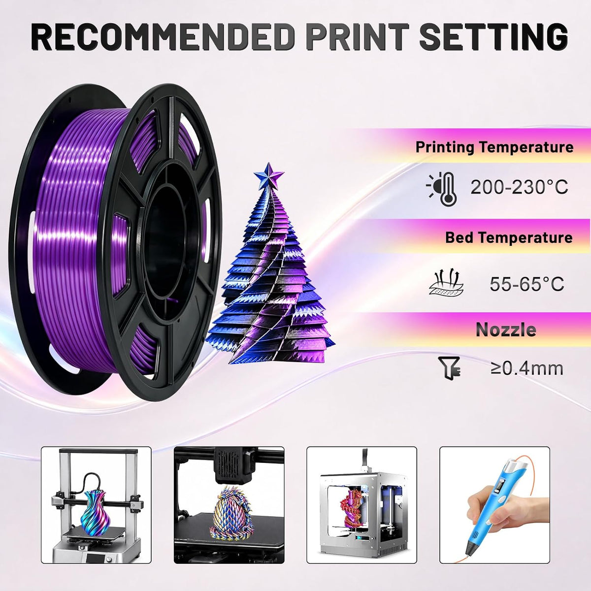 Colourbing Paquete de filamentos para impresora 3D Silk PLA+, filam...