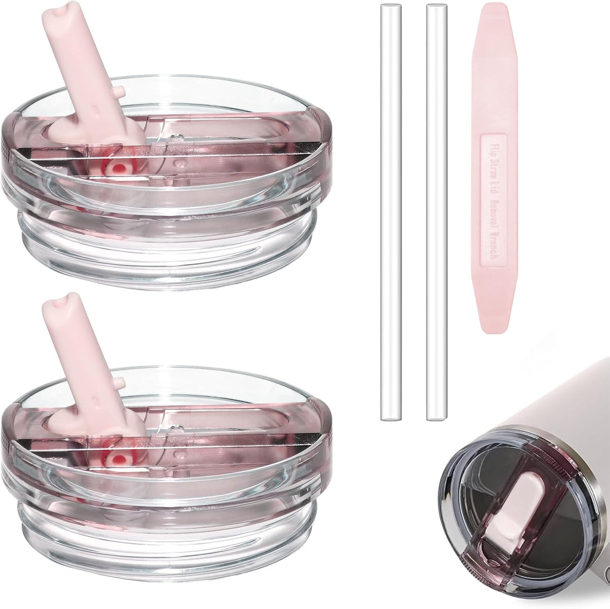 Paquete de 2 tapas con pajita plegable de 1183 ml mejoradas para St...