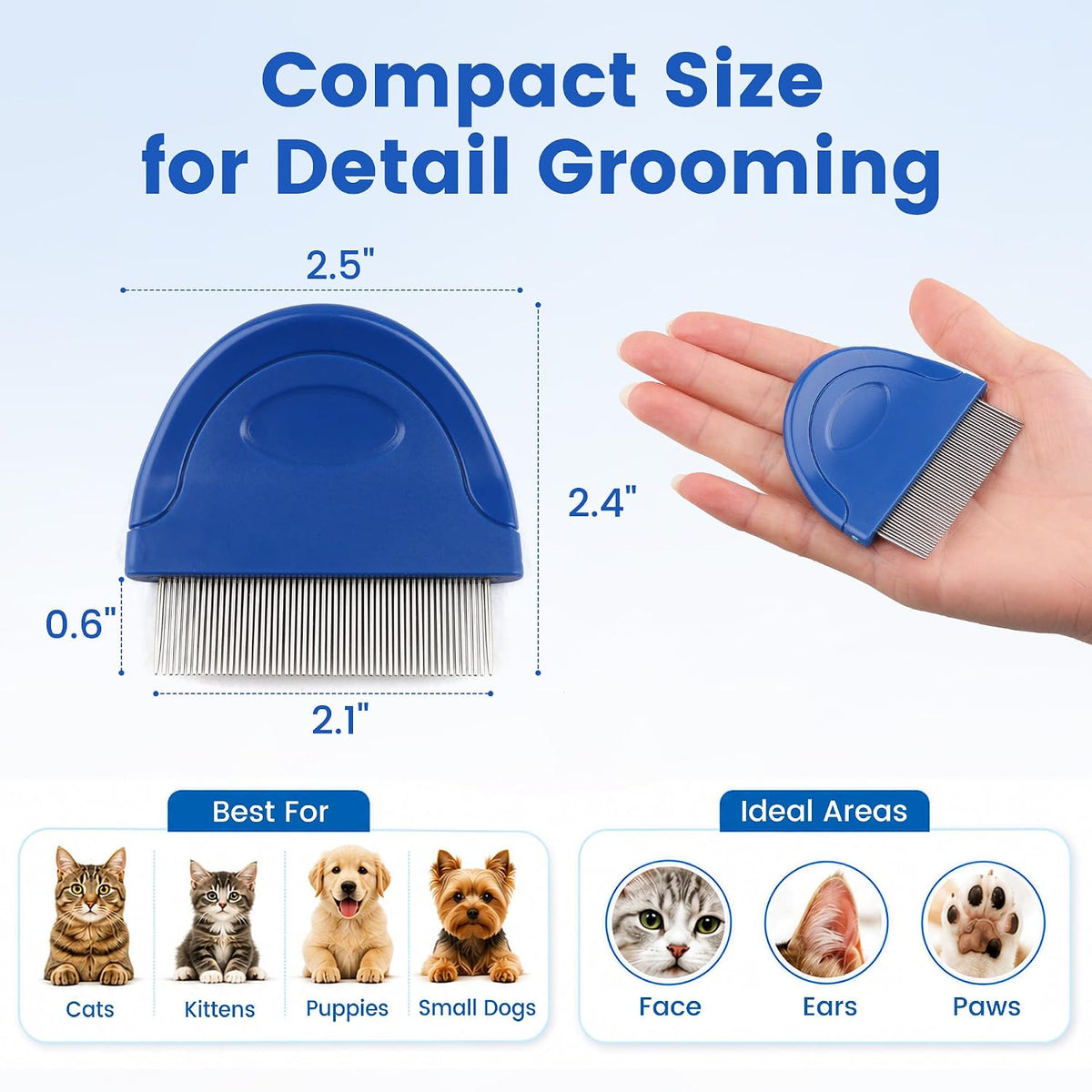 Prime Pets - Peine de pulgas para perros y gatos, peine de acero in...