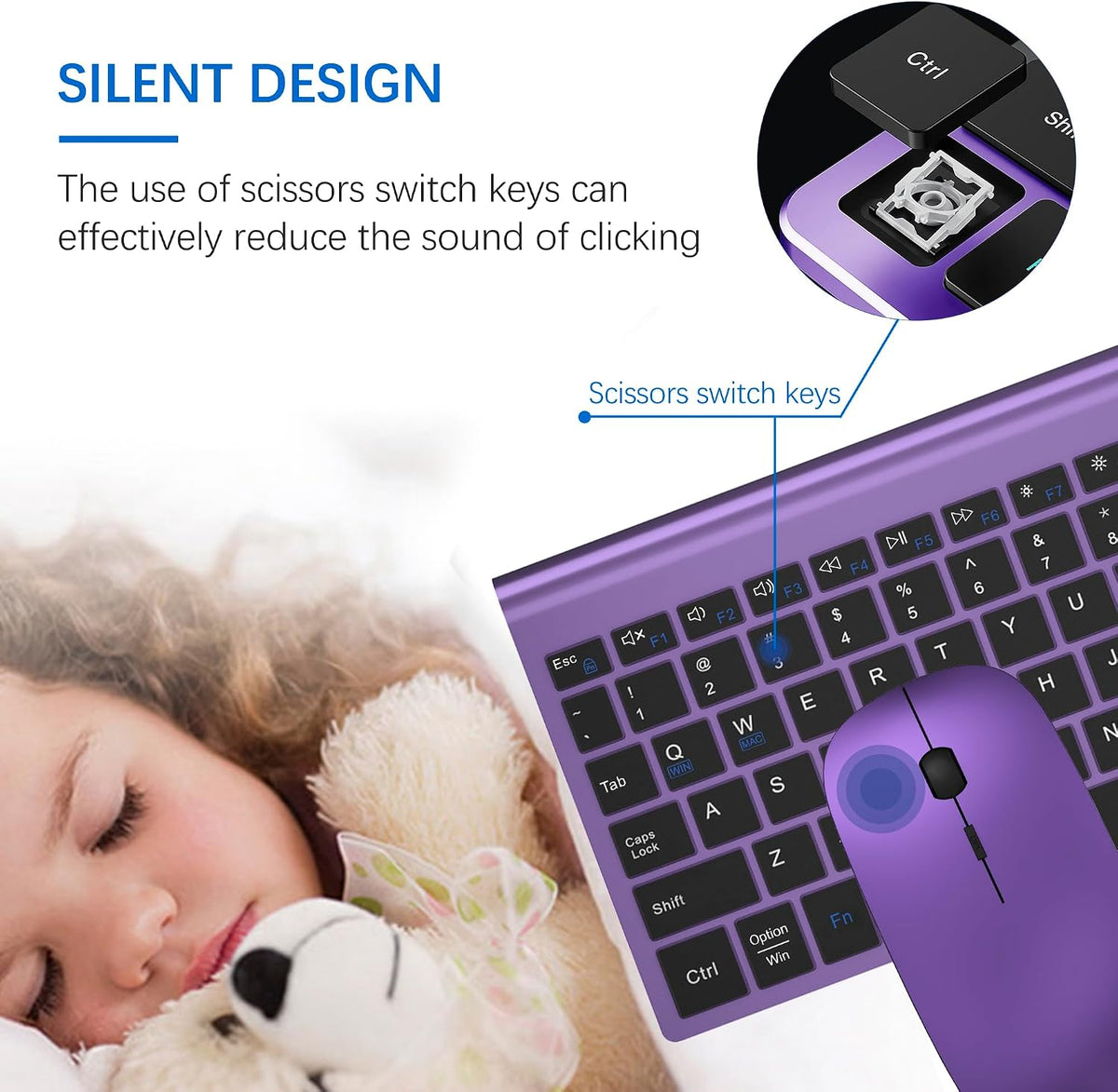 Combo de teclado y mouse inalámbricos ultra delgado con sistema dua...