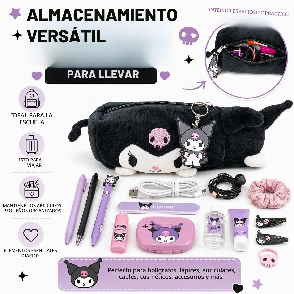 AI ACCESSORY INNOVATIONS Kuromi Estuche de Almacenamiento Multifunc...