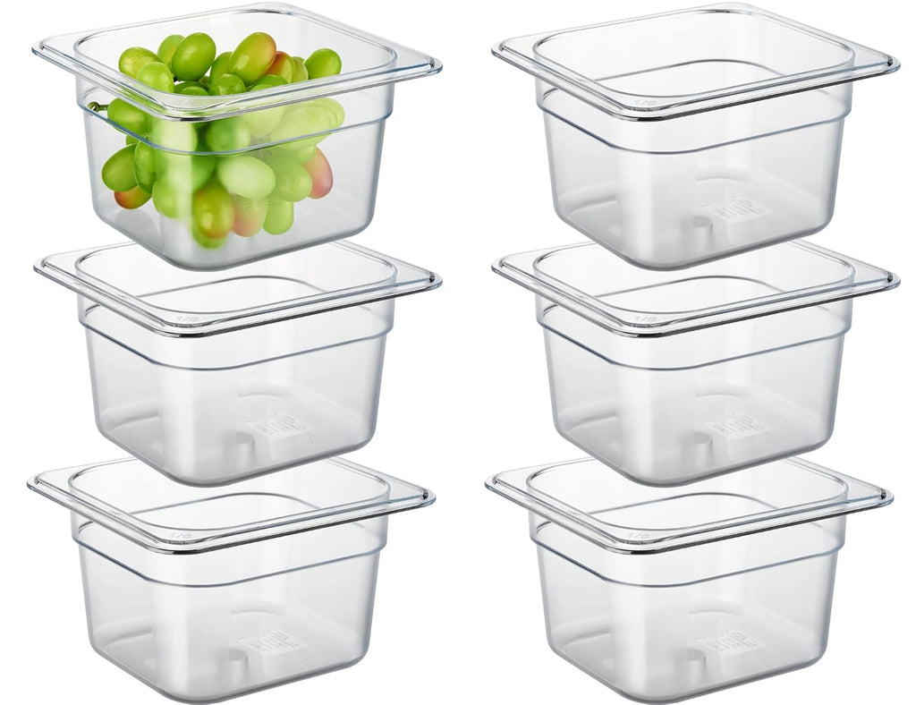 CURTA Paquete de 6 Recipientes para Alimentos de Policarbonato NSF...