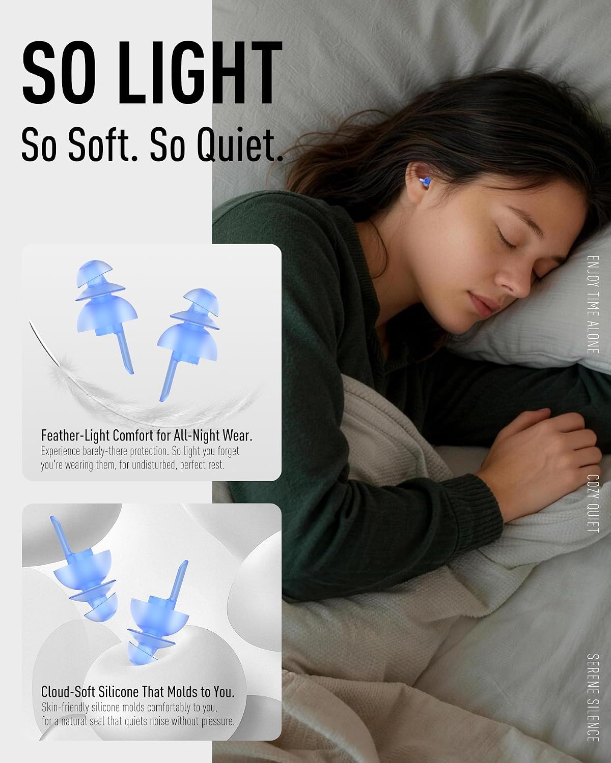 Softvox Tapones para los oídos para dormir, 3 pares, tapones para l...