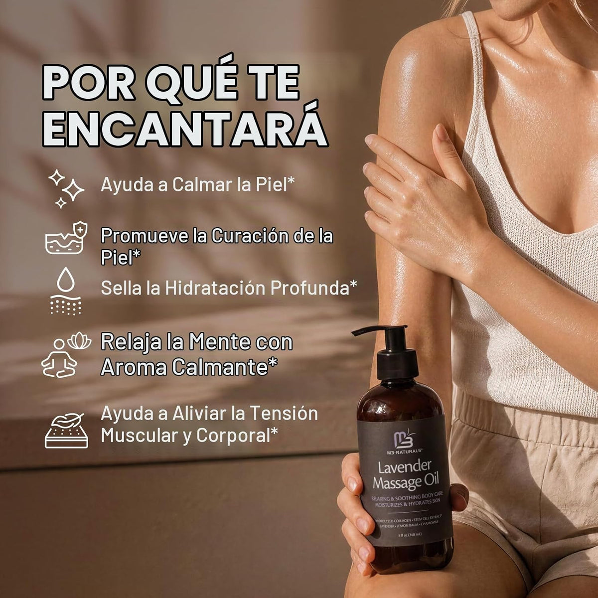 Aceite de masaje de lavanda para reafirmar la piel con colágeno | A...