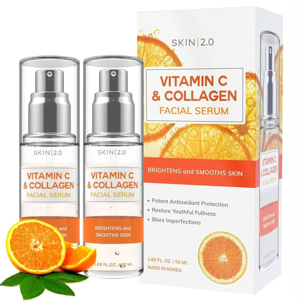 Skin 2.0 Suero de vitamina C con colágeno, antienvejecimiento y eli...
