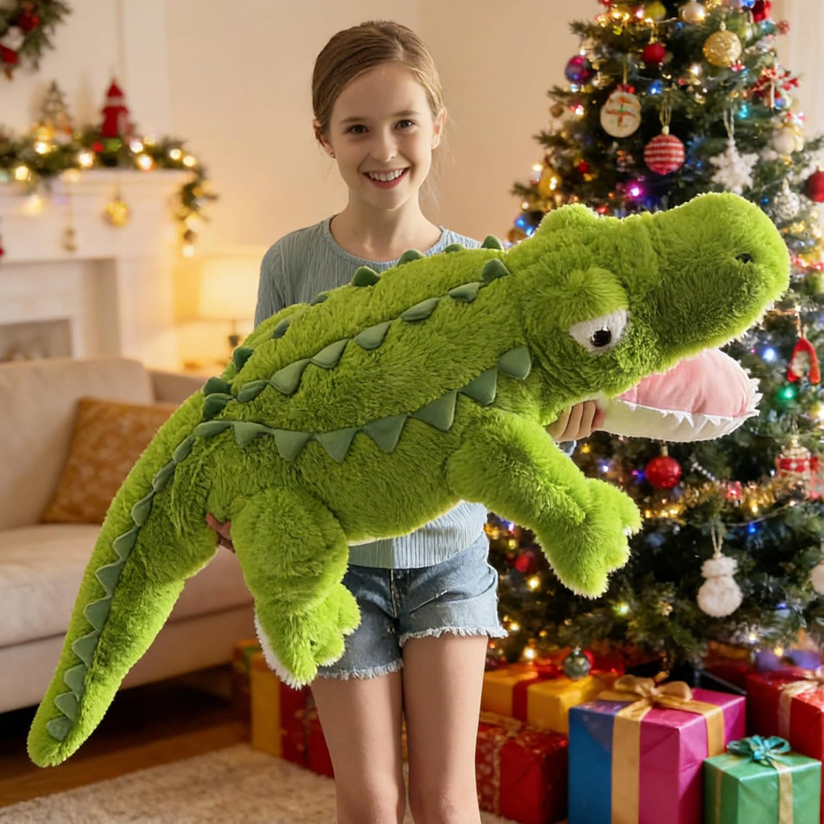Tezituor Animales de peluche de cocodrilo gigante de 51 pulgadas, a...