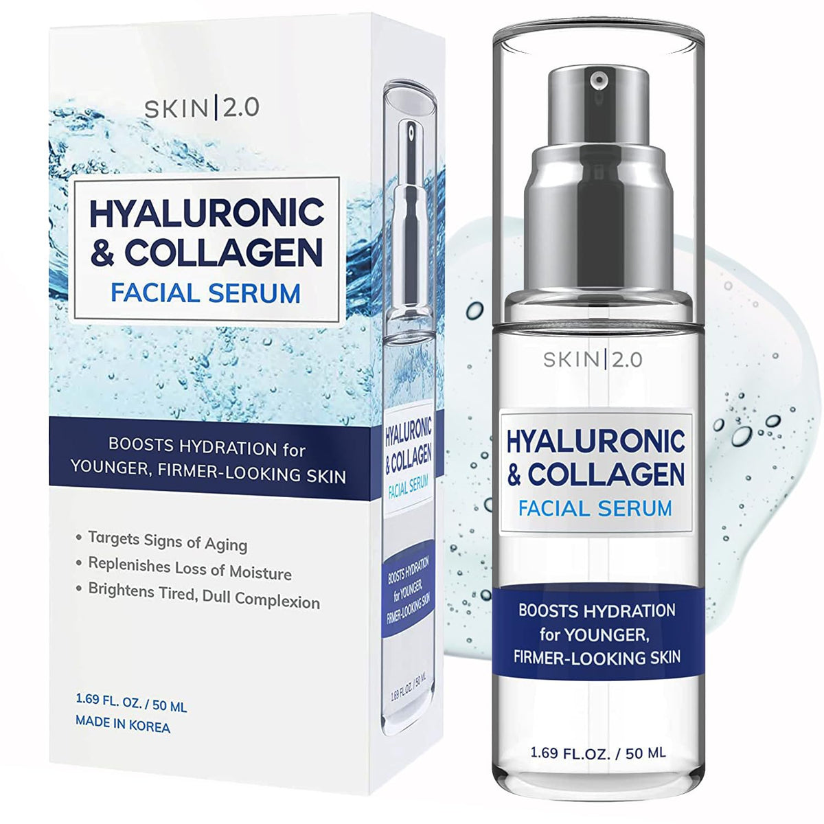 Skin 2.0 Suero Facial de Ácido Hialurónico y Colágeno - Probado por...