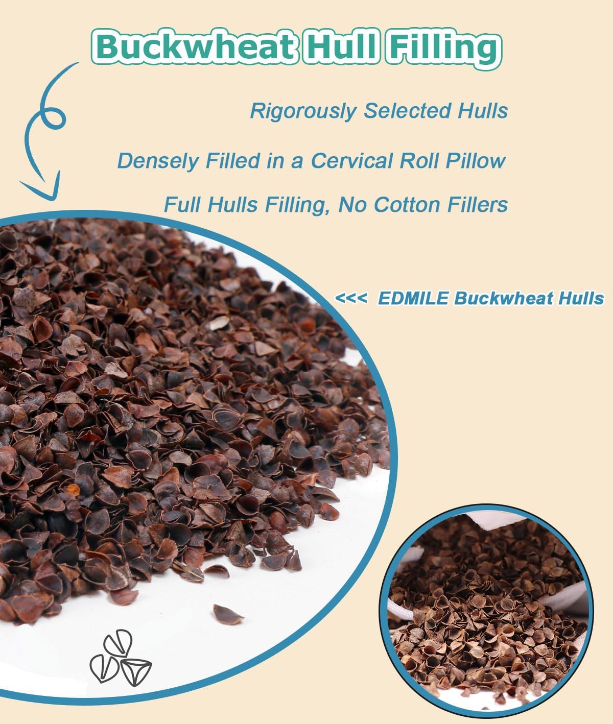 EDMILE Almohada cervical de trigo sarraceno para dormir, almohada l...
