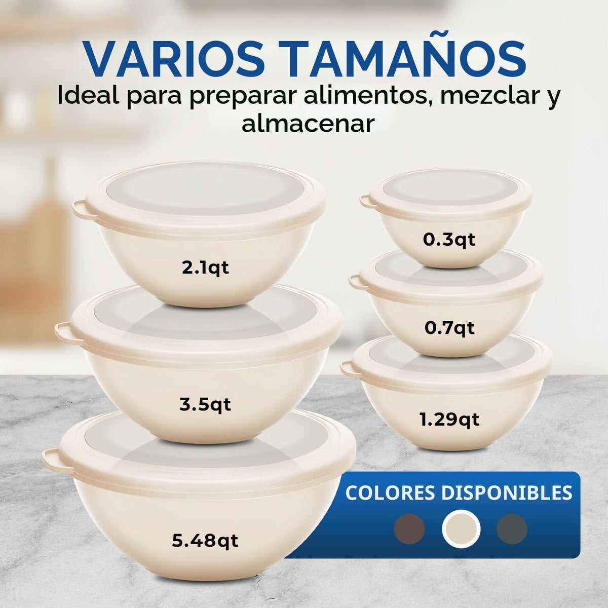 BAKKENMASTER Juego de 12 tazones de plástico anidables con tapas -...