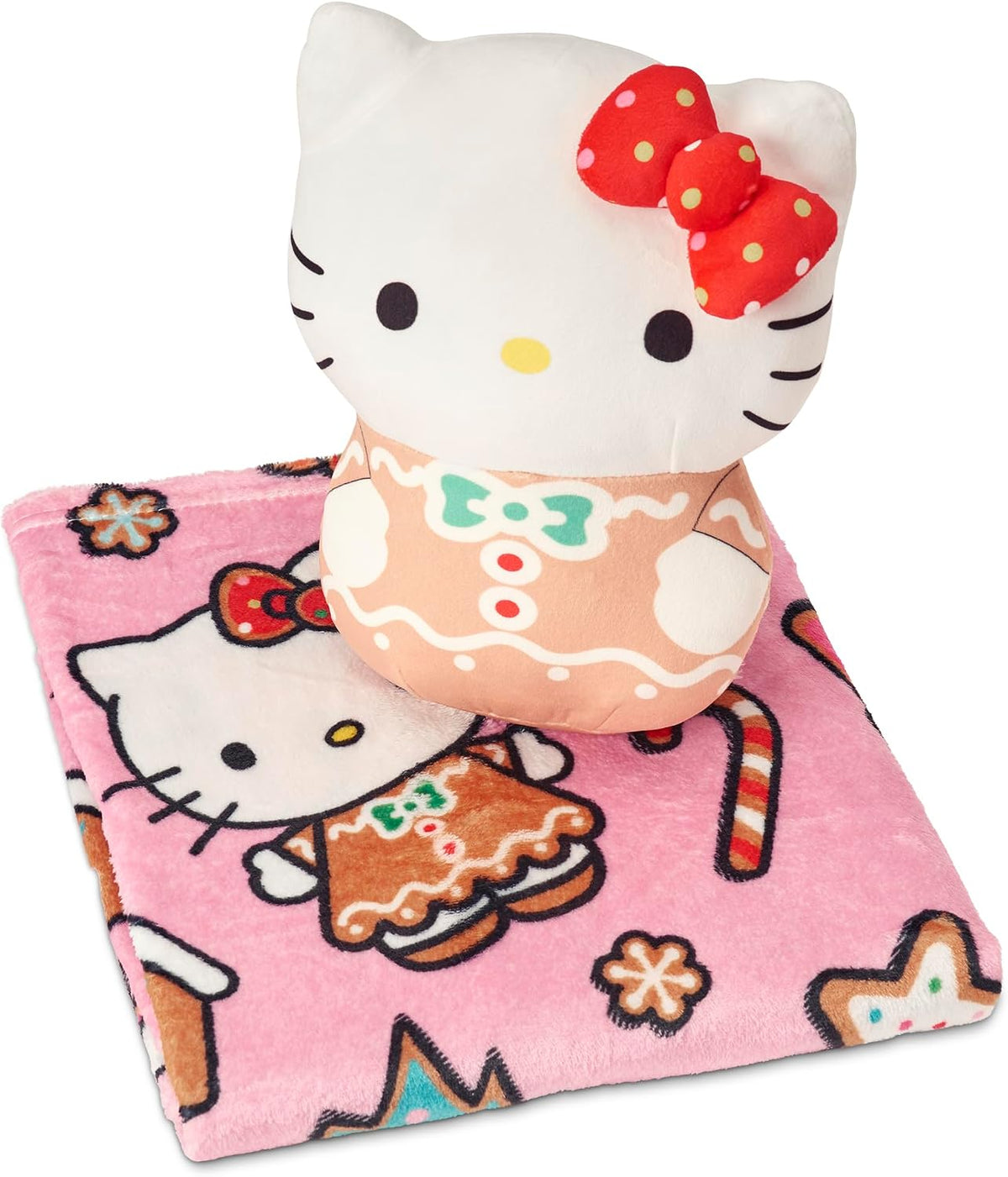 Hello Kitty Gingerbread Joy Hugger - Juego de almohada abrazable y...
