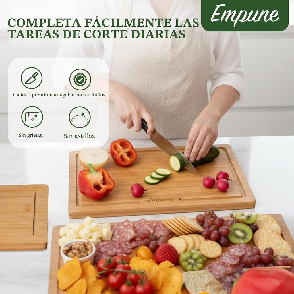 Juego de tabla de cortar de bambú Empune, tablas de cortar de mader...