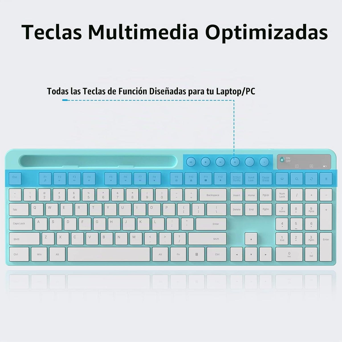 MARVO Wirelss - Combo de teclado y mouse con soporte para teléfono,...