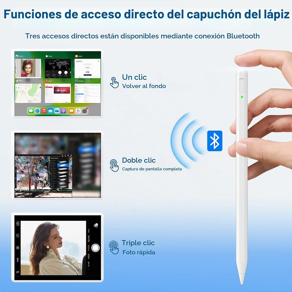 Uogic Lápiz óptico con función de acceso directo, lápiz activo para...