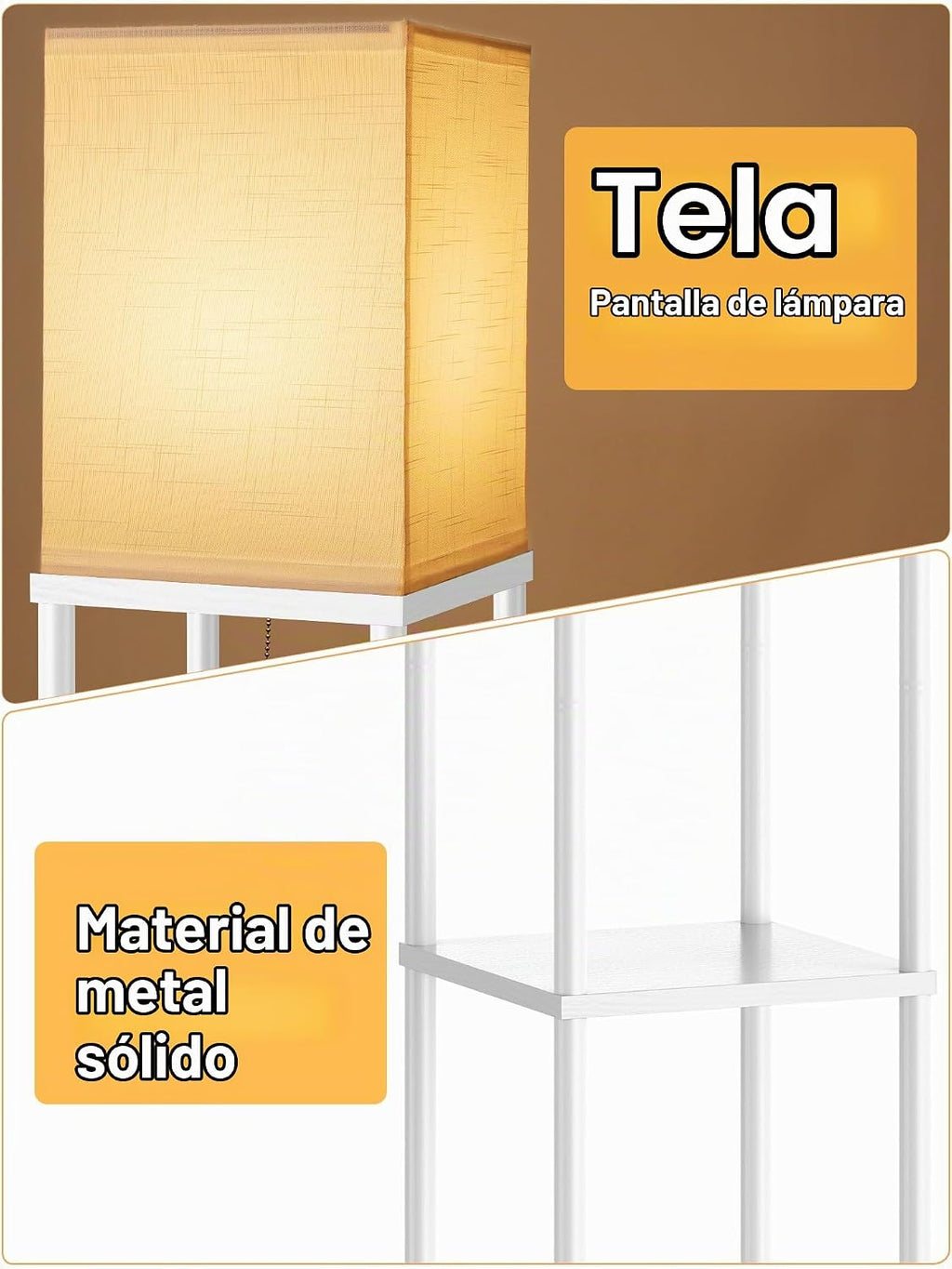Lámpara de pie con estantes para sala de estar, paquete de 2, lámpa...