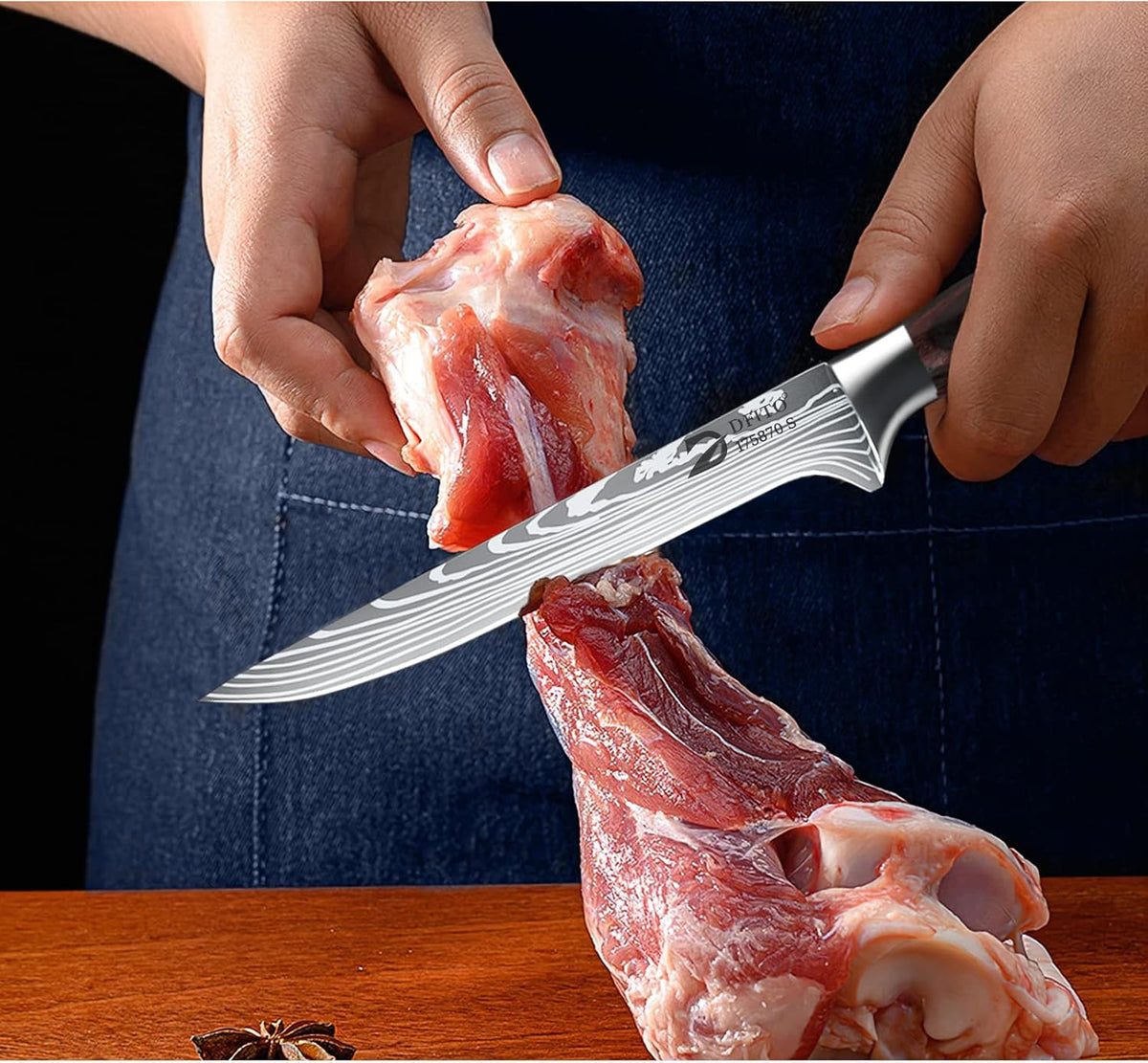 Dfito Juego de cuchillos de chef con bolsa enrollable, juego de 9 p...