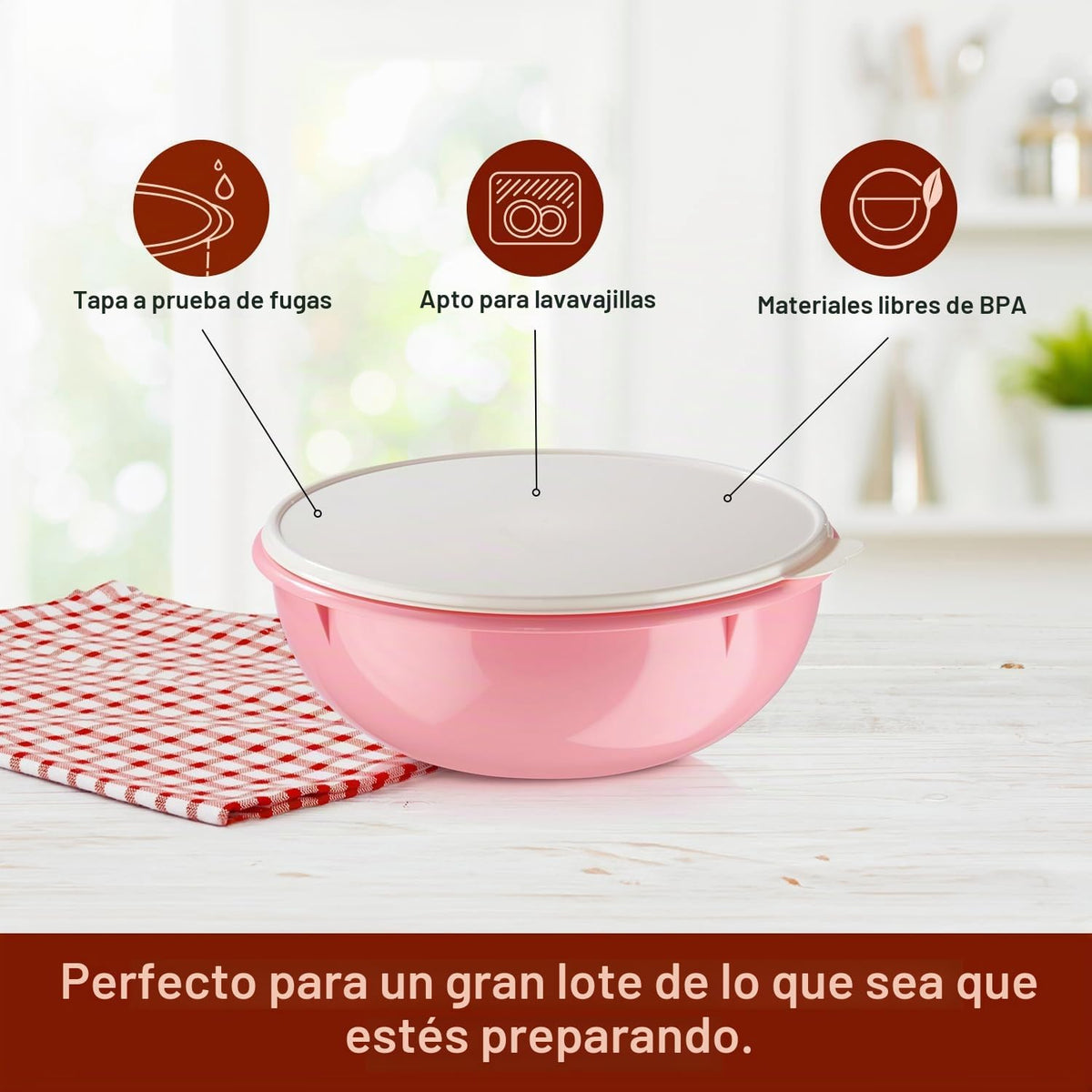 Tupperware Fix-N-Mix - Tazón para mezclar de 1.7 galones con tapa,...
