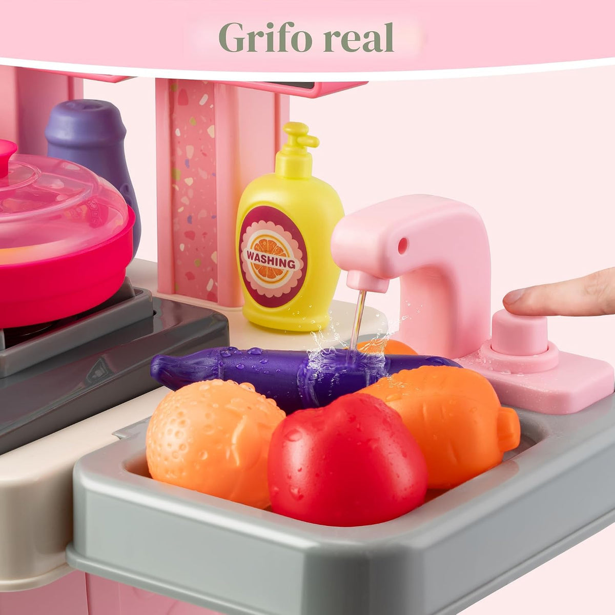 Juego de cocina para niños, cocina, fregadero, horno, luces y sonid...