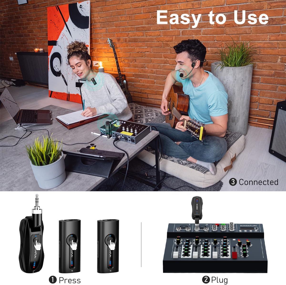 KIMAFUN Micrófono Lavalier inalámbrico 2,4G, micrófonos de solapa m...