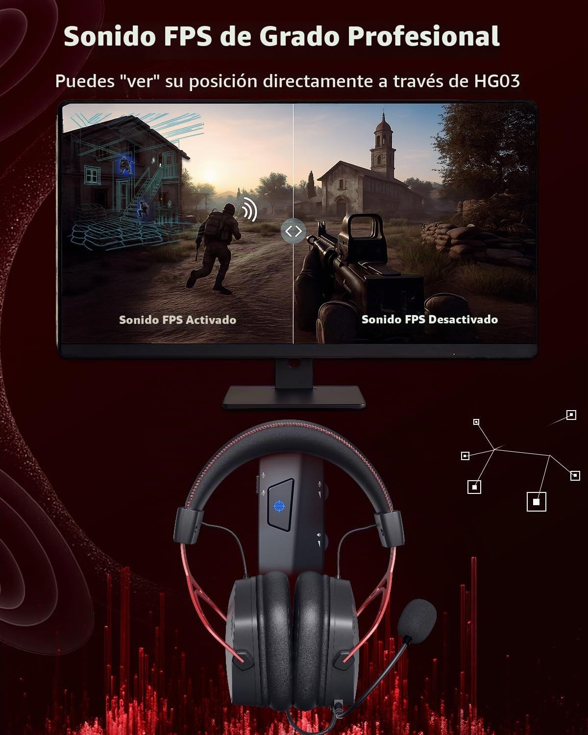 NUBWO HG03 Auriculares con cable para juegos para PC, afinados por...
