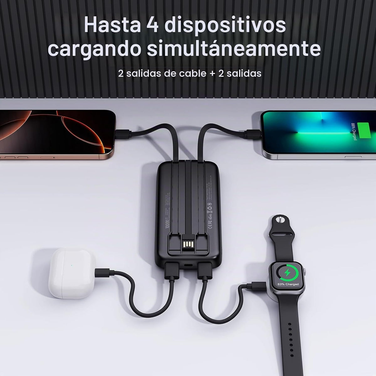 Paquete de 2 baterías de cargador portátil de 10000 mAh 2026 con ca...
