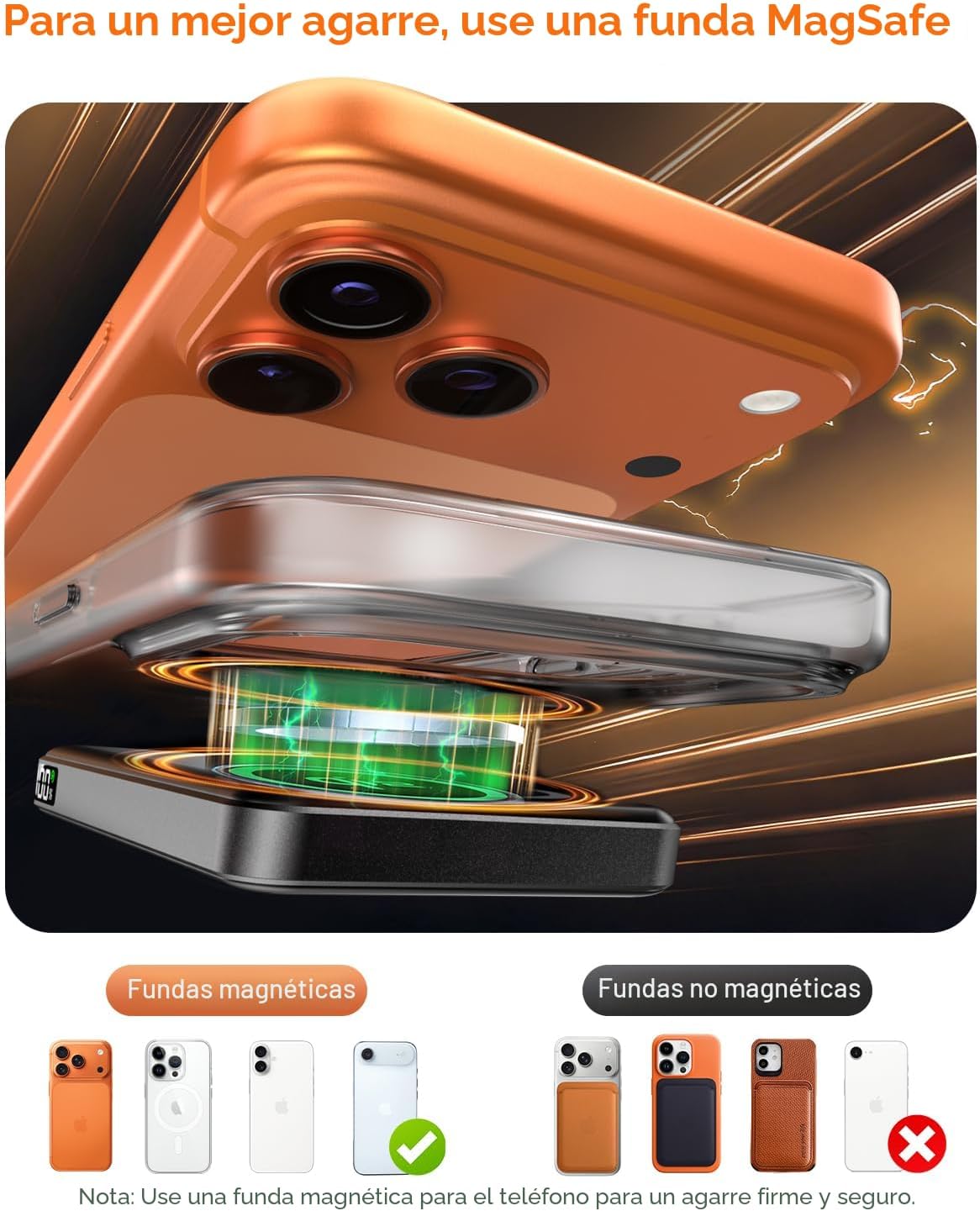 Cargador portátil 10000mAh, banco magnético del poder para el carga...