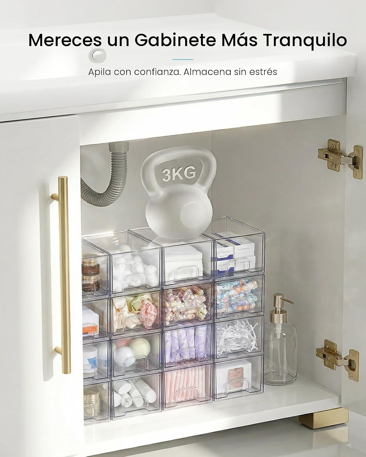 Vtopmart - 4 cajones de almacenamiento apilables transparentes pequ...