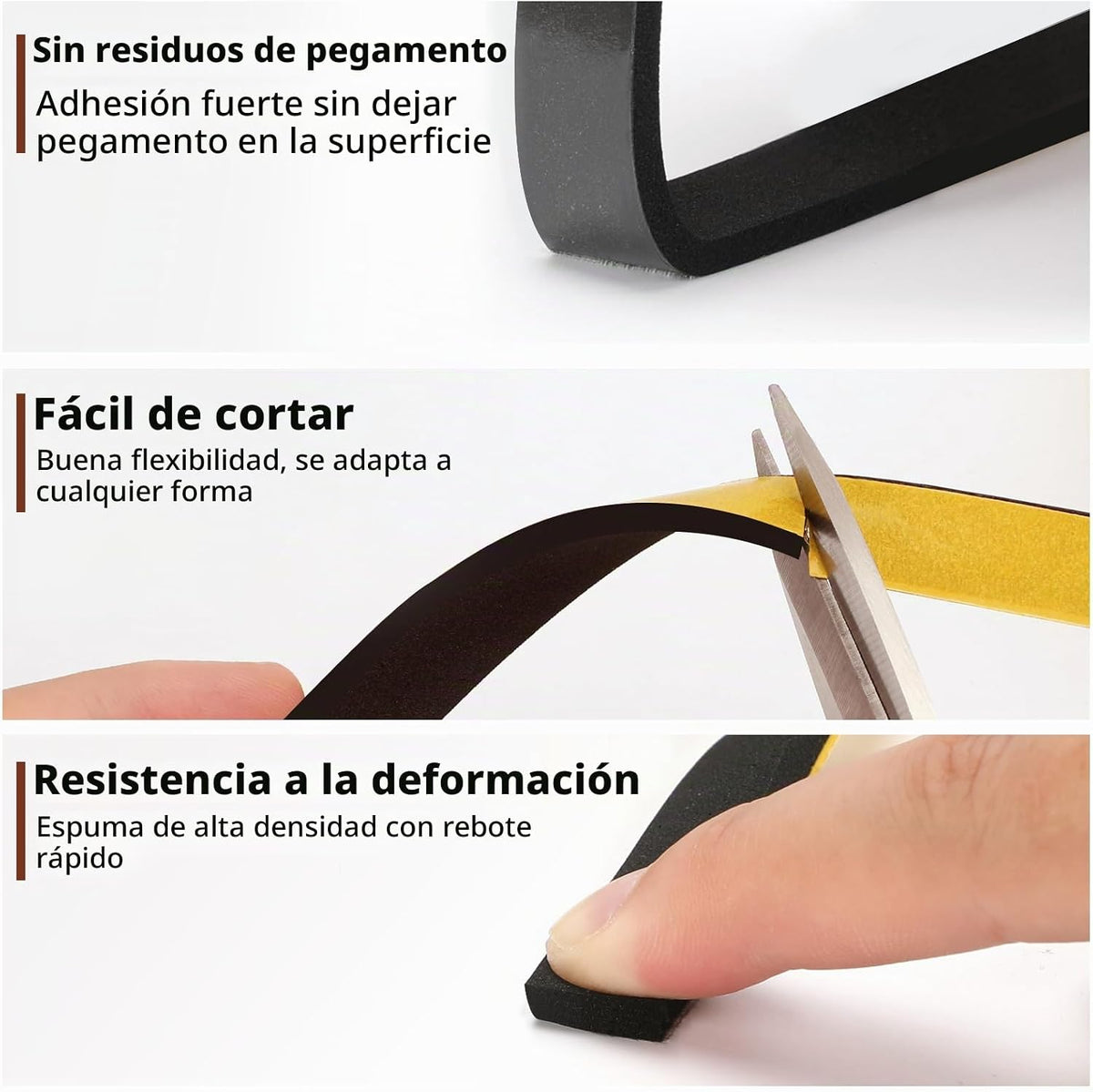 Cinta de espuma resistente a la intemperie, sellado de goma de espu...