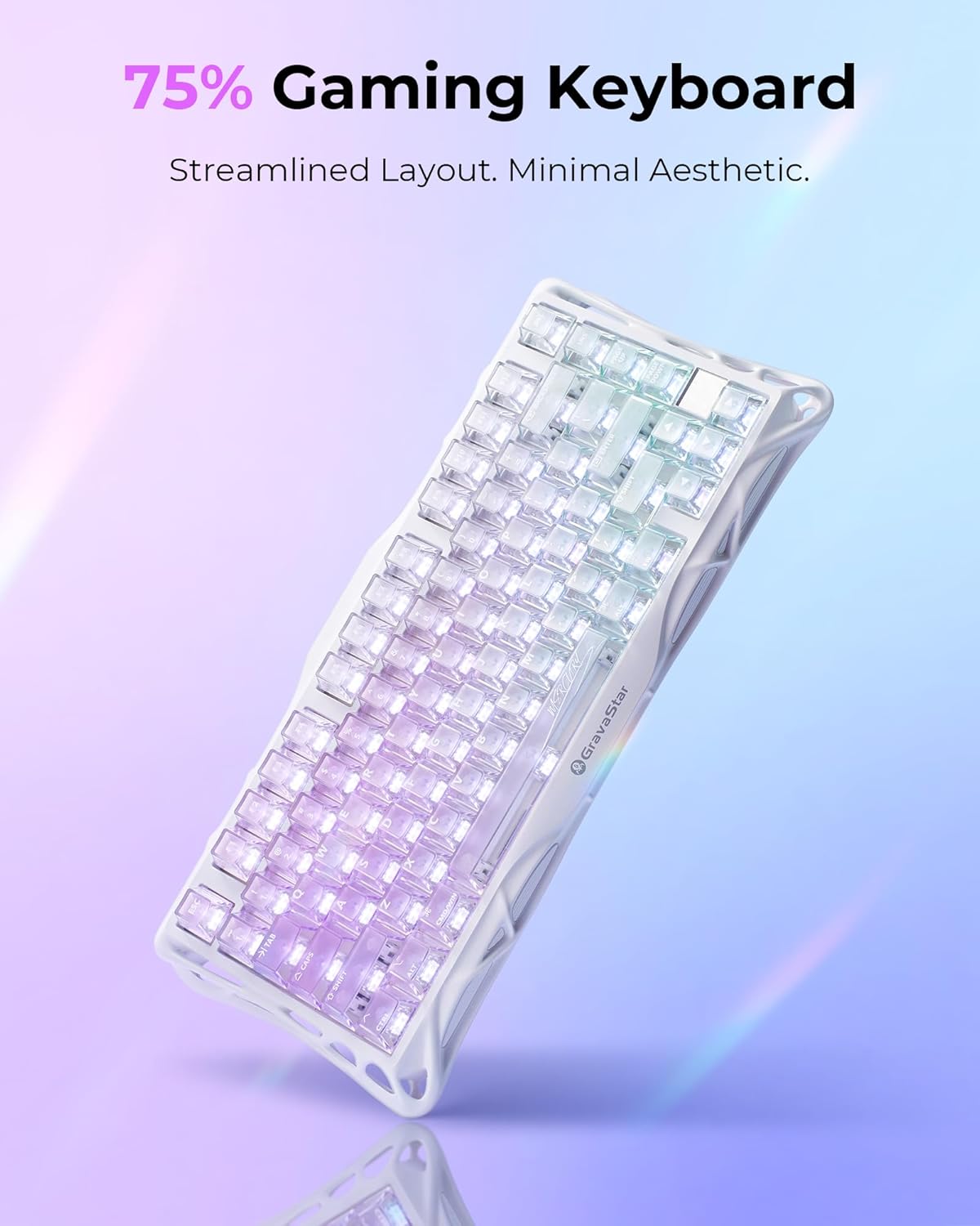 GravaStar Mercury K1 Lite 75% teclado para juegos, teclado inalámbr...