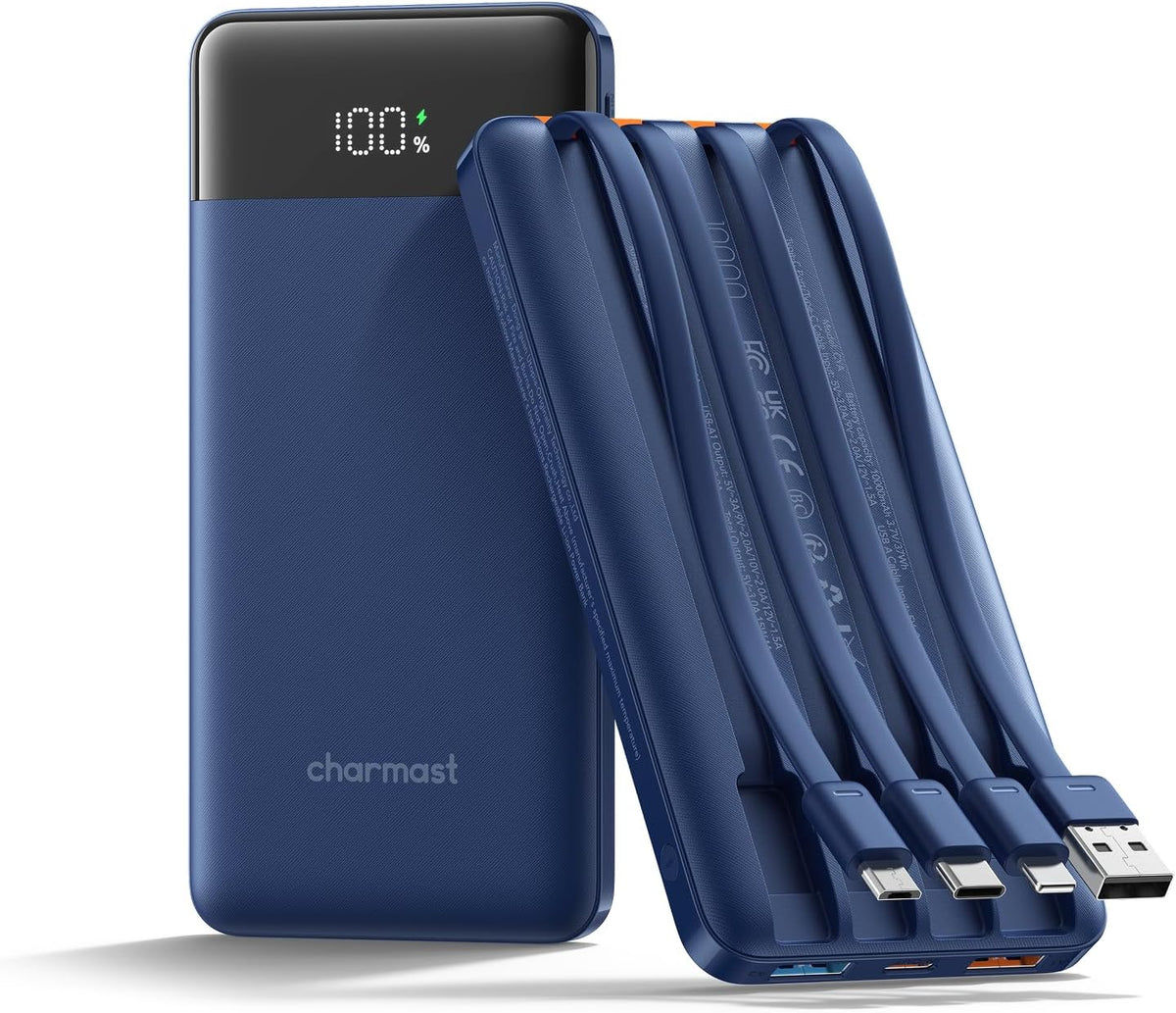 charmast Cargador portátil de carga rápida, 4 cables incorporados,...