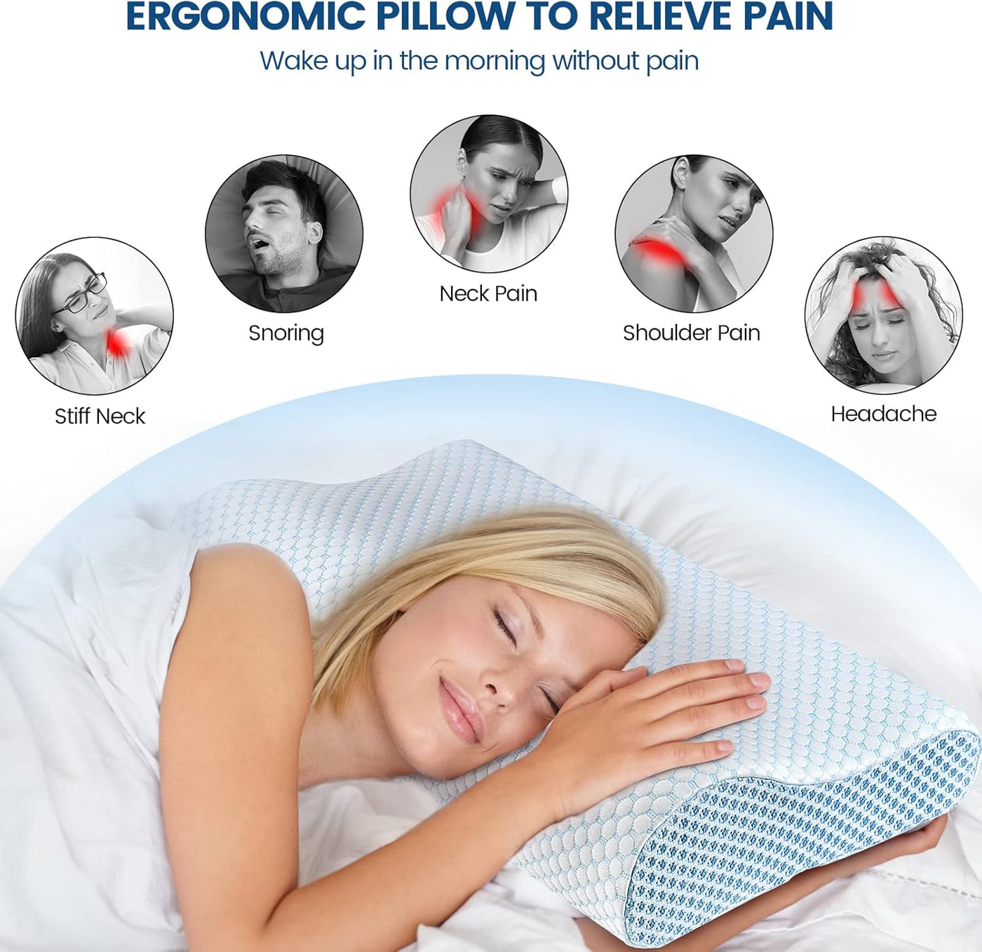 Almohada de espuma viscoelástica para cama para dormir, almohada or...