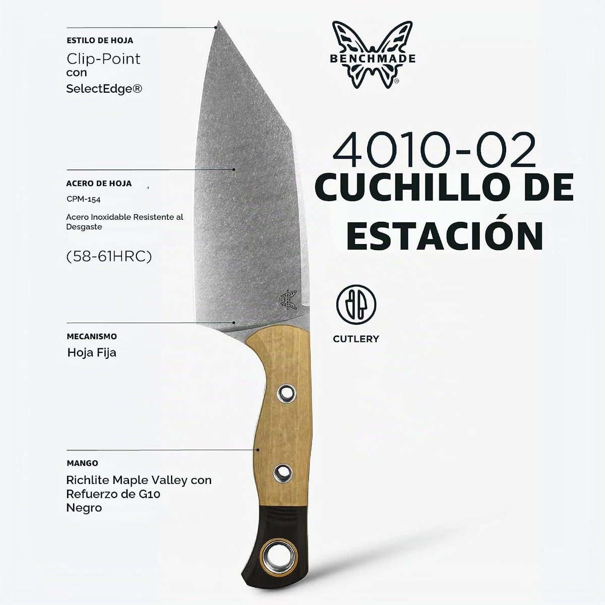 Benchmade - Cuchillo 4010 Station, Cuchillo de hoja fija para la co...