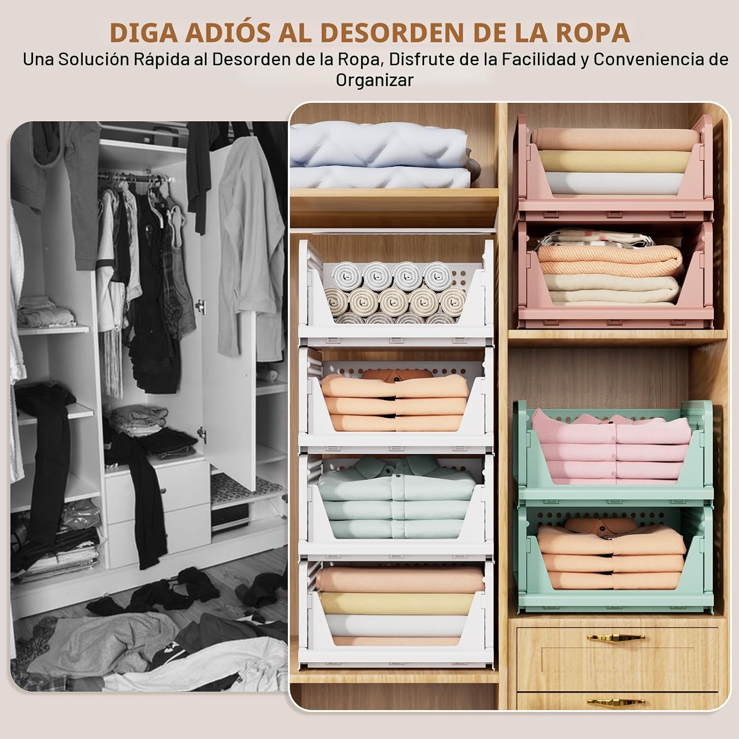 SNSLXH Paquete de 8 contenedores de almacenamiento apilables para a...
