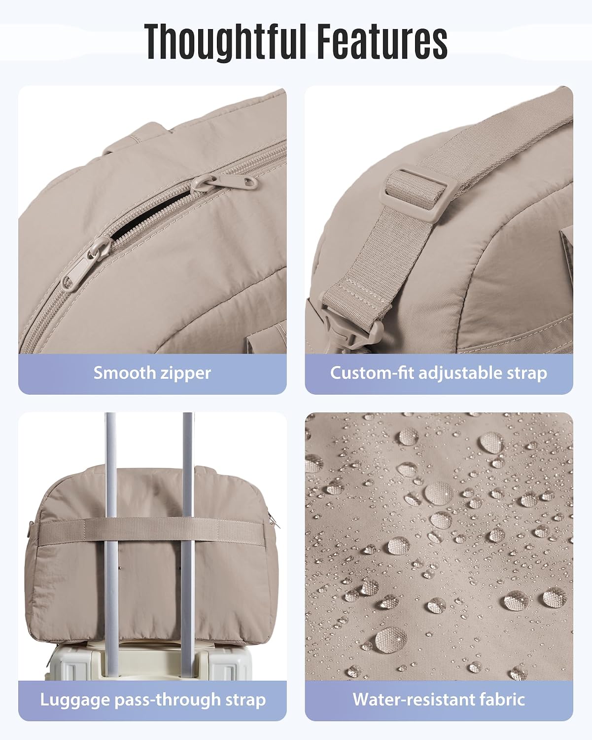 LIGHT FLIGHT Bolsa de gimnasio para mujer, bolsa de viaje ligera pa...