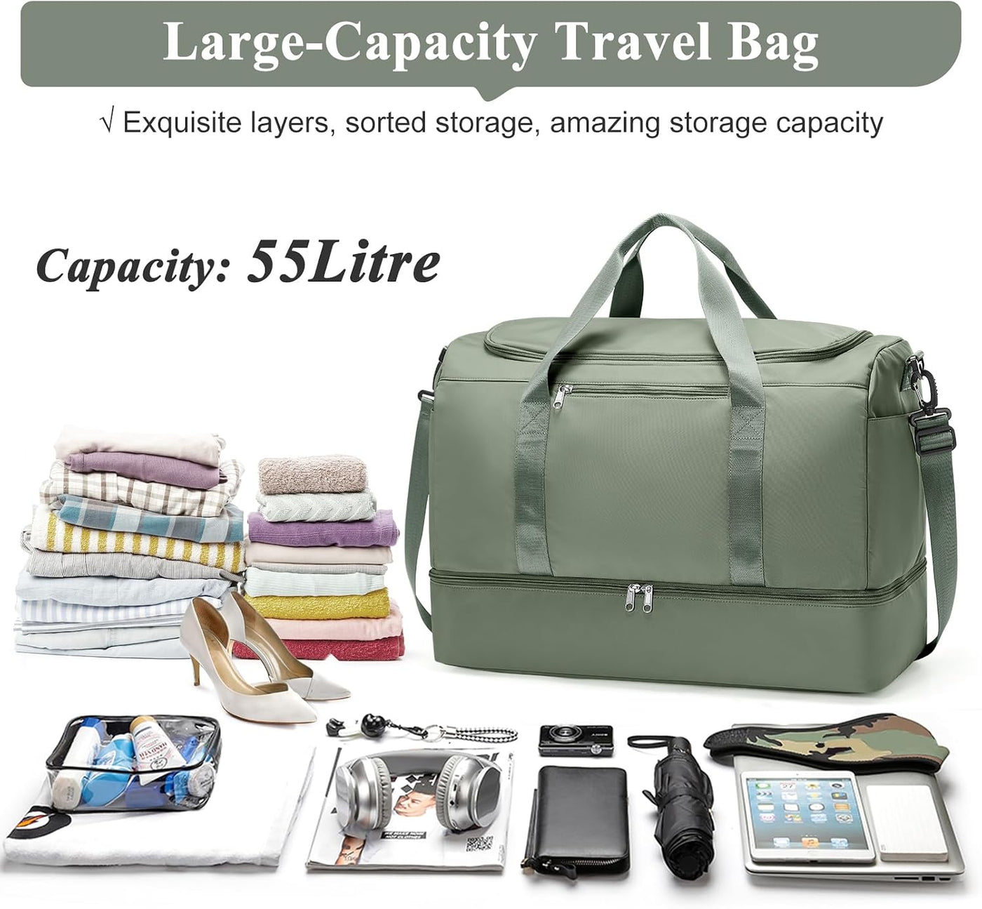 Bolsa de viaje extra grande, bolsas de mano de fin de semana para m...