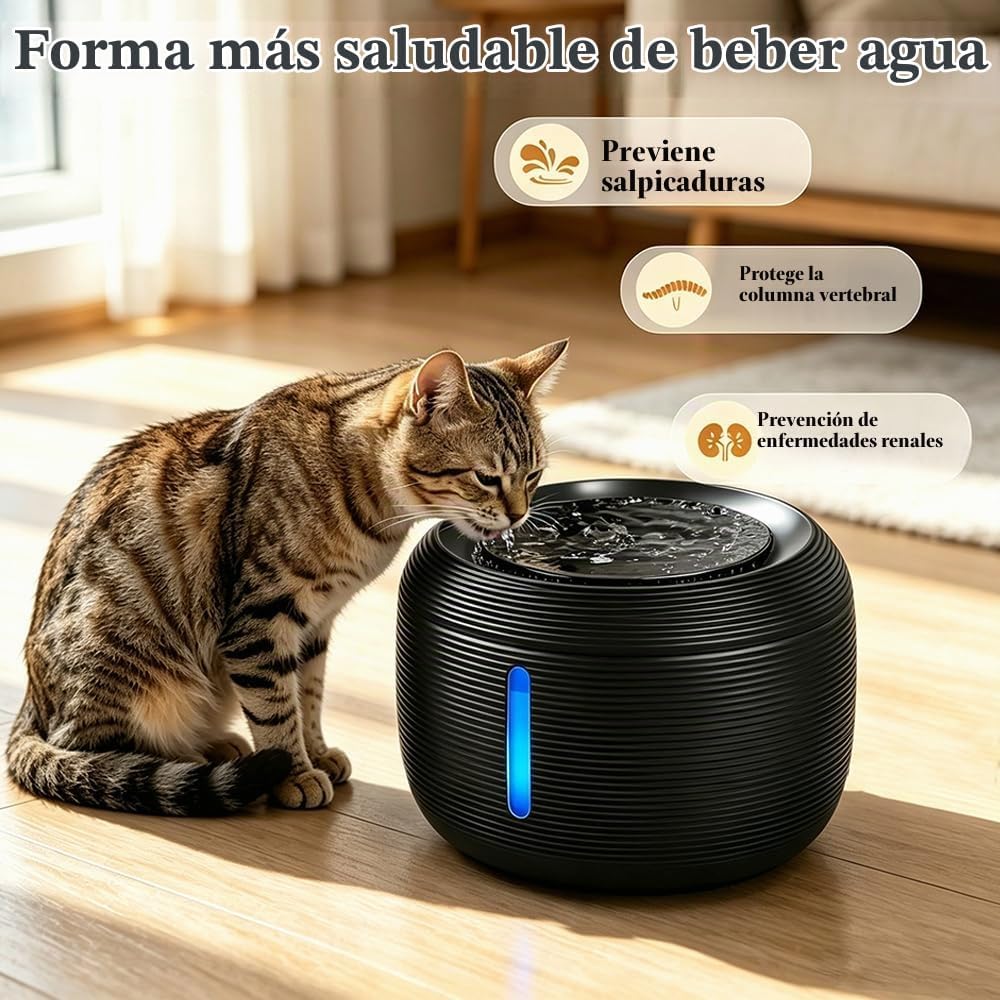Fuente de agua para gatos de 85oz\/2.5L, fuentes de agua automática...
