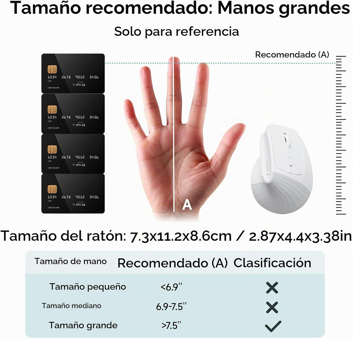 SANWA Ratón ergonómico inalámbrico para manos grandes, mouse vertic...