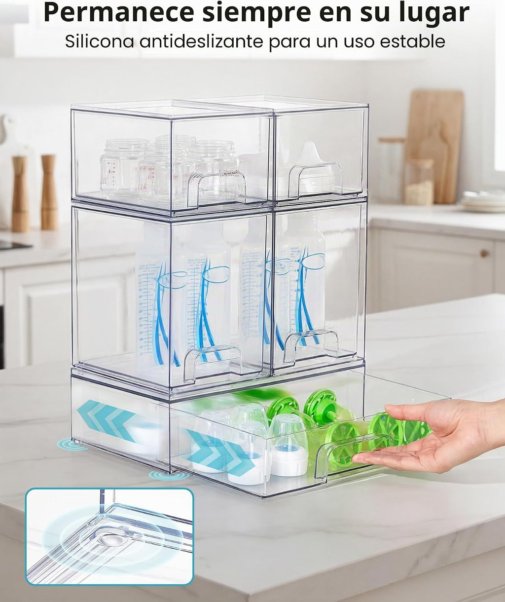 Vtopmart - Juego de 5 cajones de almacenamiento apilables, contened...