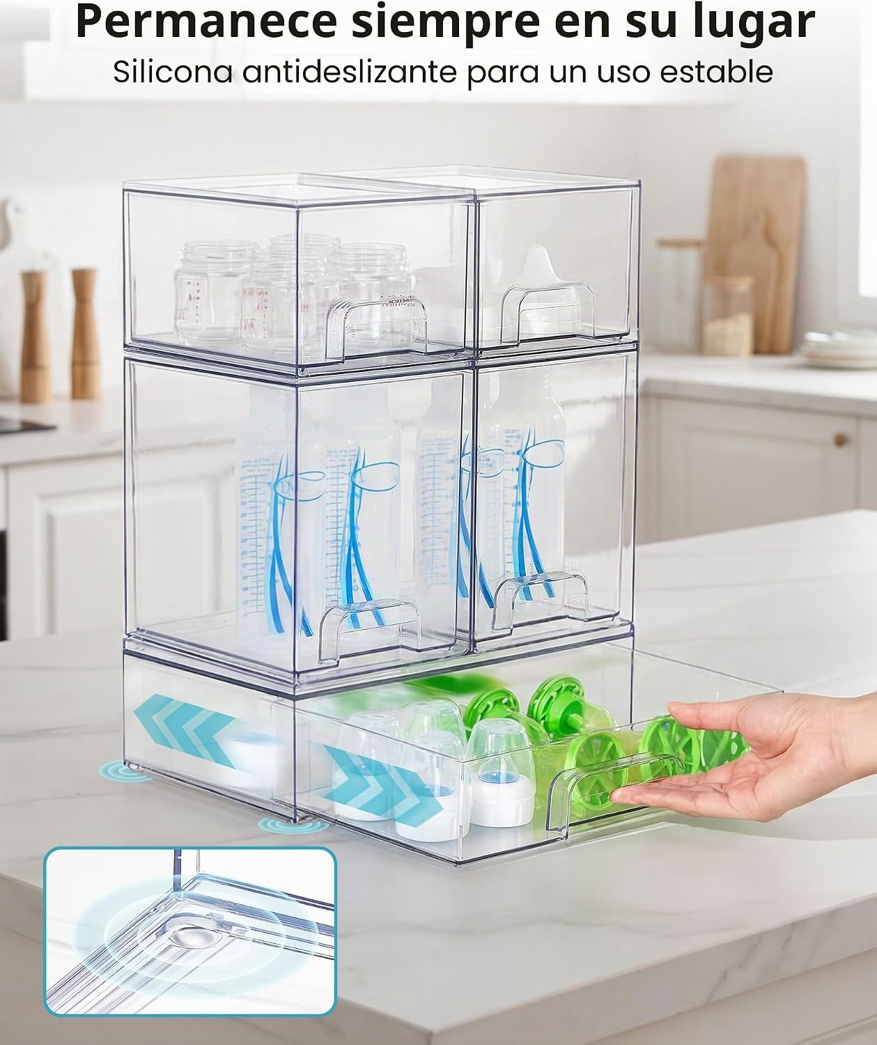Vtopmart - Juego de 5 cajones de almacenamiento apilables, contened...
