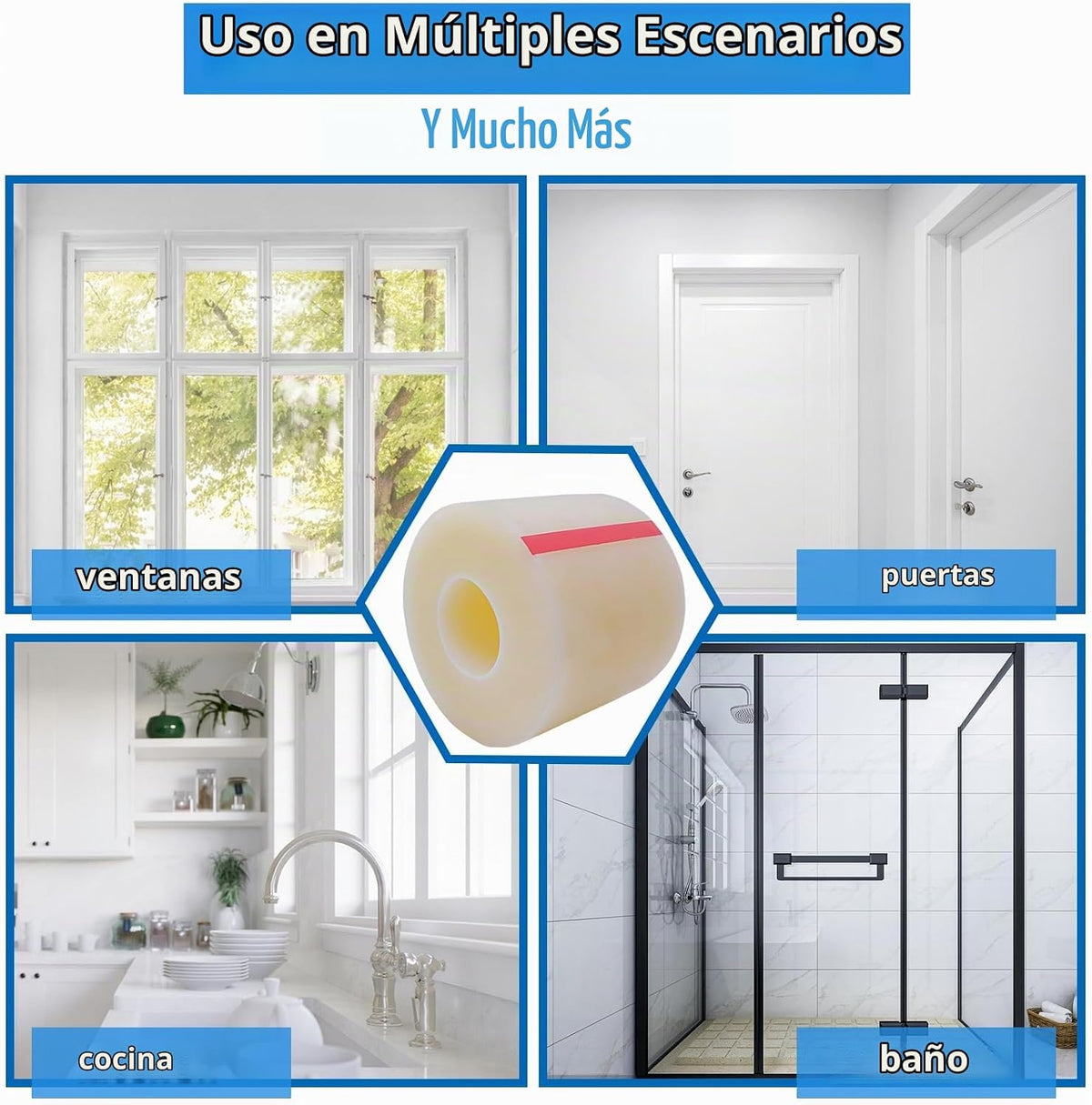 Cinta transparente para sellado de ventanas, kit de sellado de vent...