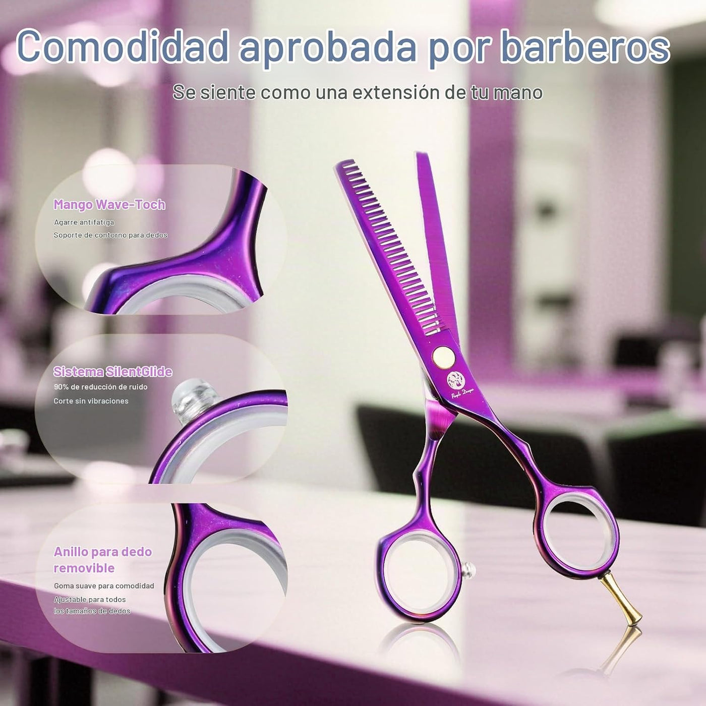 Purple Dragon Juego de tijeras de corte de cabello de 5.5 pulgadas...