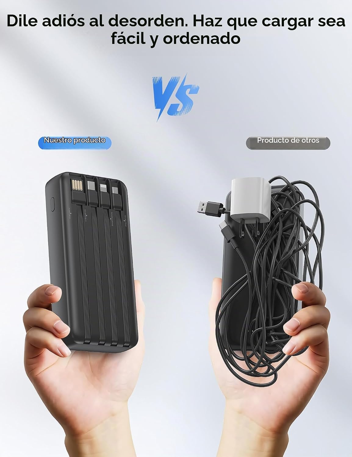 Nusyddy Cargador Portátil 20000mAh con 4 Cables Integrados y 6 Sali...