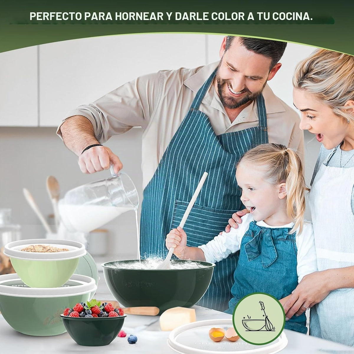 Juego de 6 cuencos de plástico para mezclar con tapas para cocina,...
