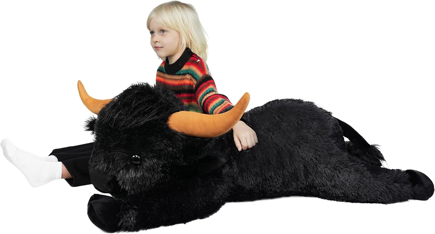 WDXDSOB Peluche de Vaca Highland Gigante Negra de 38.5 Pulgadas - A...